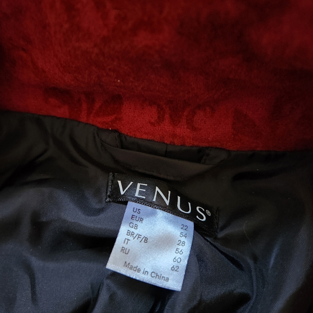 Venus Red Patchwork Wool Blend Coat Asymmetrical … - image 6